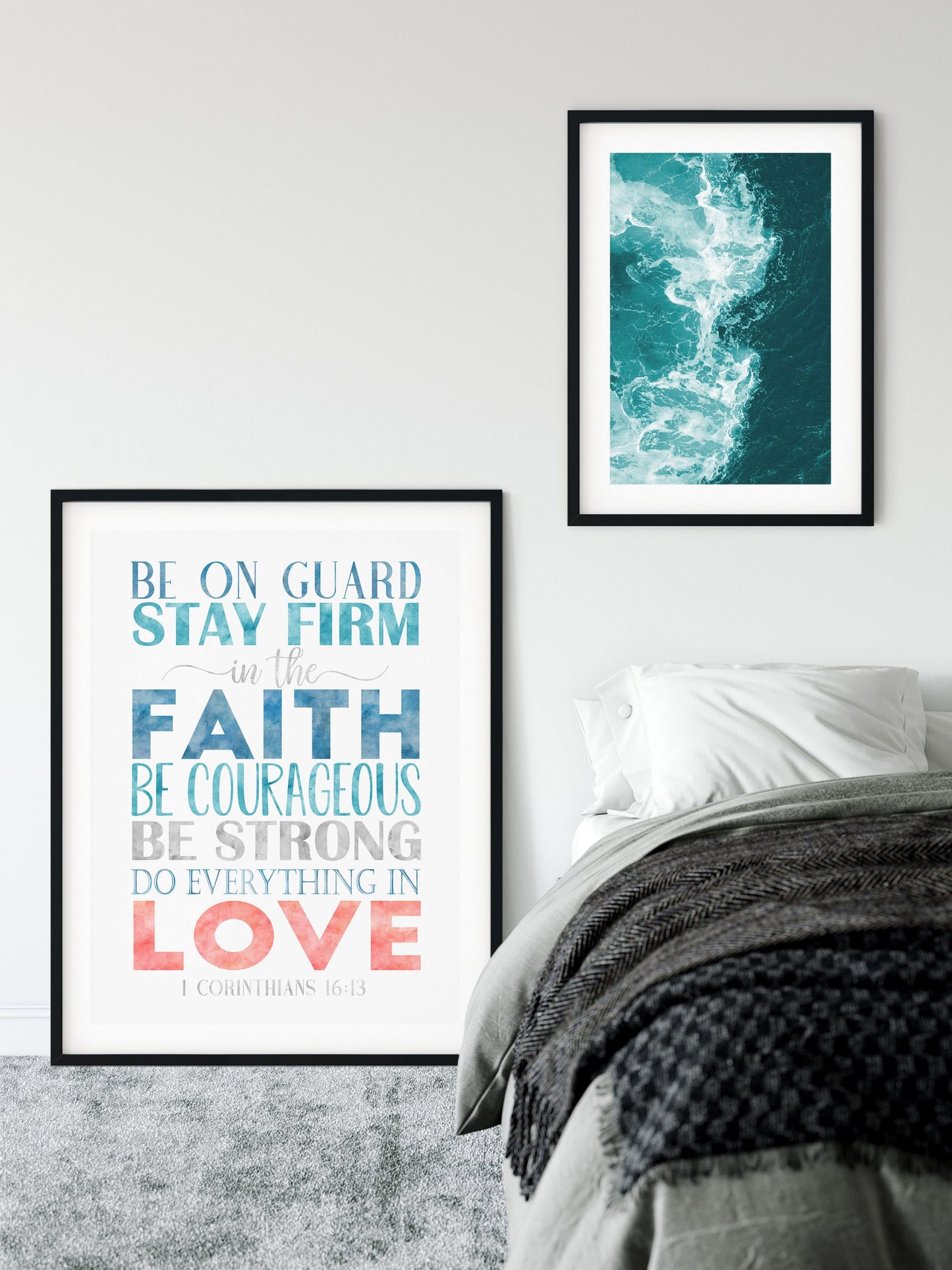 Be On Guard Stay Firm In The Faith, 1 Corinthians 16:13, Printable Bible Verse, Scripture Prints