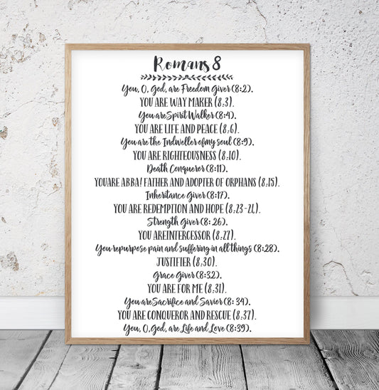 You God Are Freedom Giver, Romans 8, Printable Bible Verse Wall Art, Scripture Prints, Wall Art