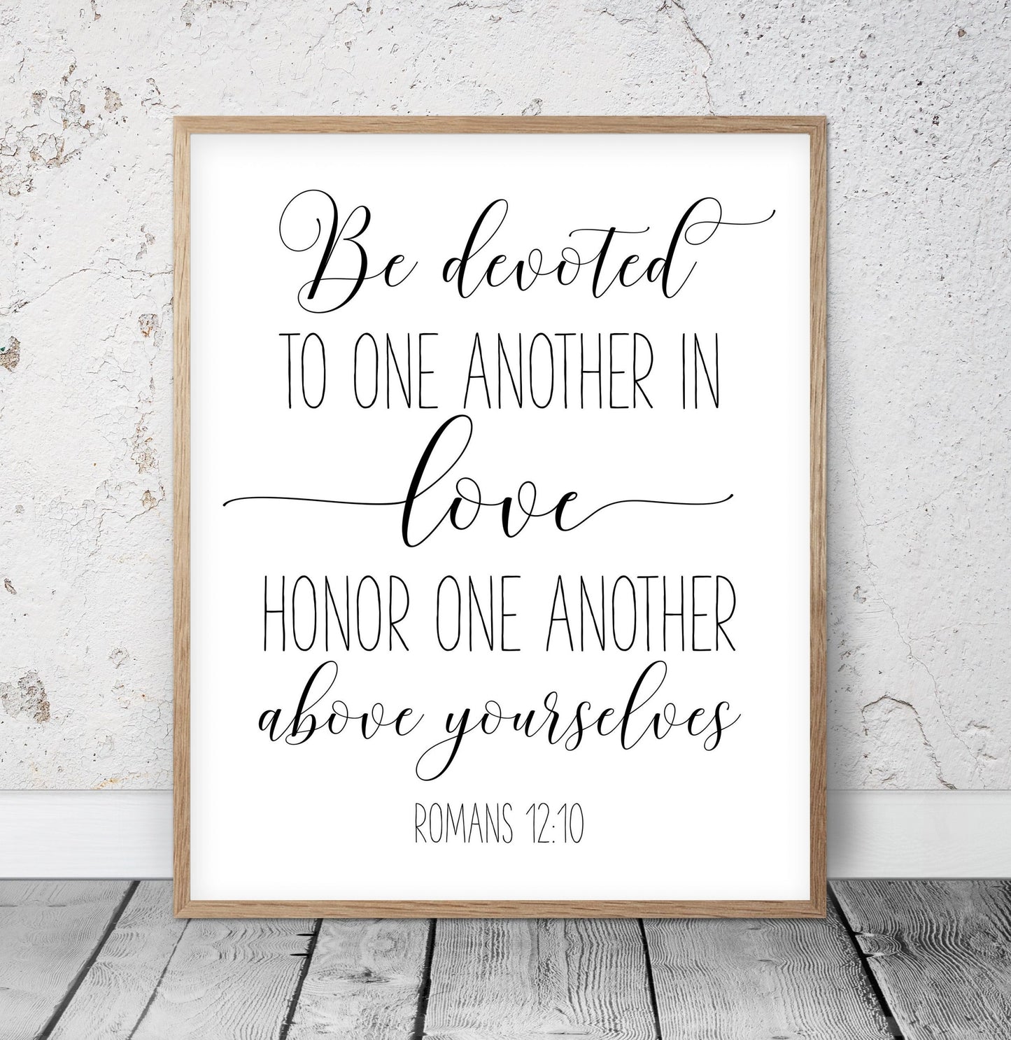 Be Devoted To One Another In Love, Romans 12:10, Bible Verse Printable Wall Art, Nursery Decor