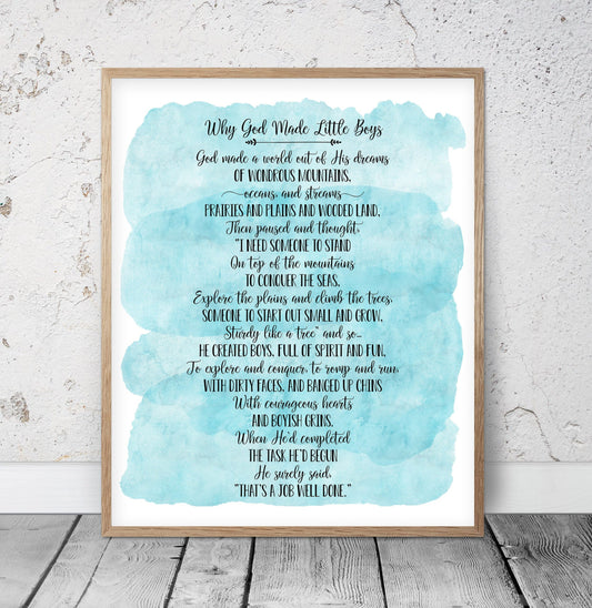 Why God Made Little Boys, Nursery Printable Wall Art, Kids Room Decor