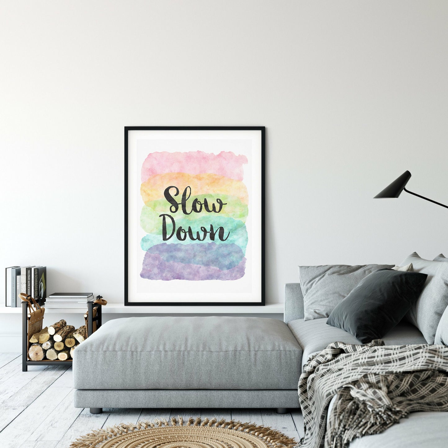 Slow Down Print,Printable Art, Typography Motivational Print, Quote Wall Hanging