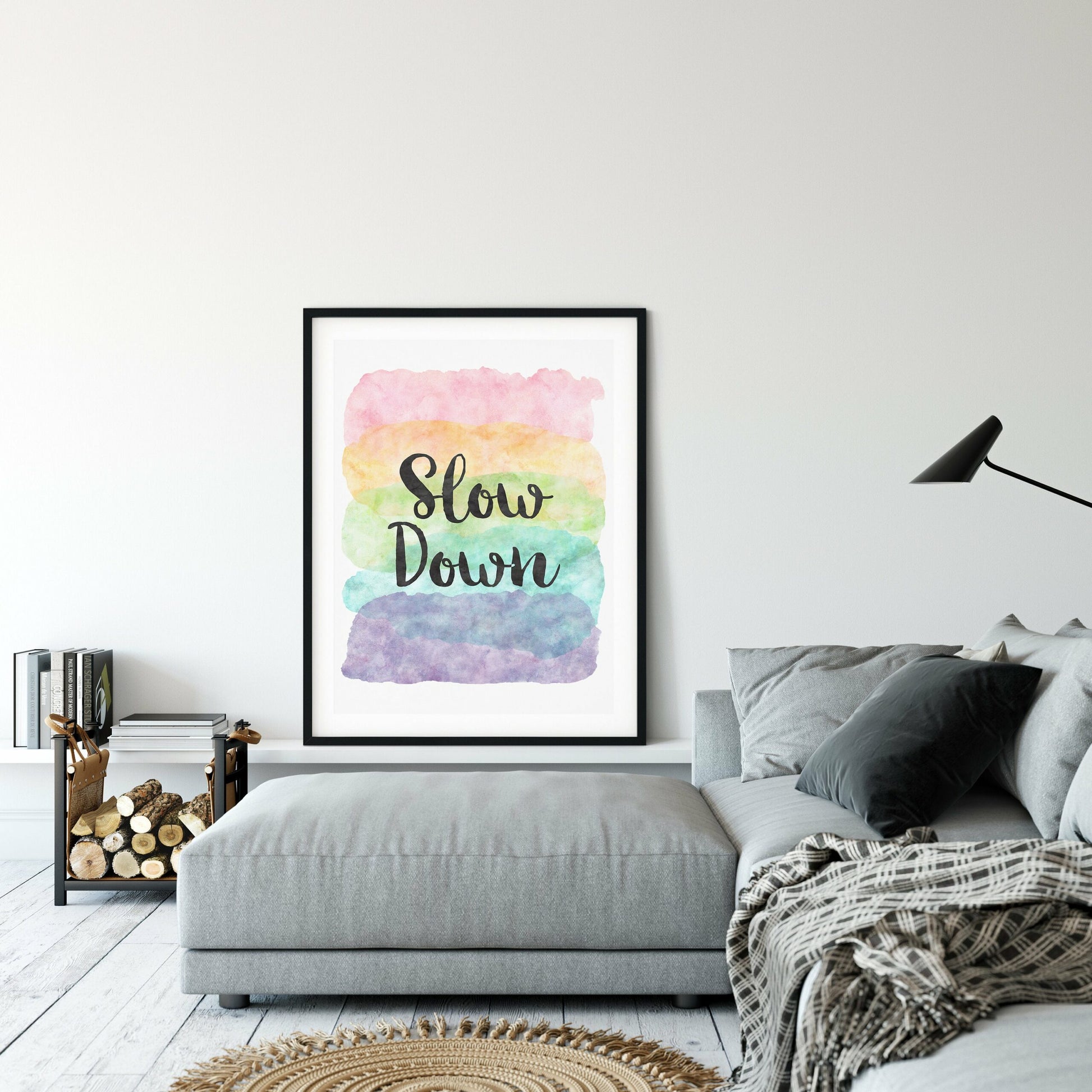 Slow Down Print,Printable Art, Typography Motivational Print, Quote Wall Hanging