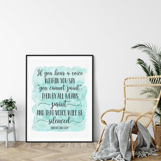 If You Hear a Voice Within You, Vincent Van Gogh Quote, Inspirational Wall Art