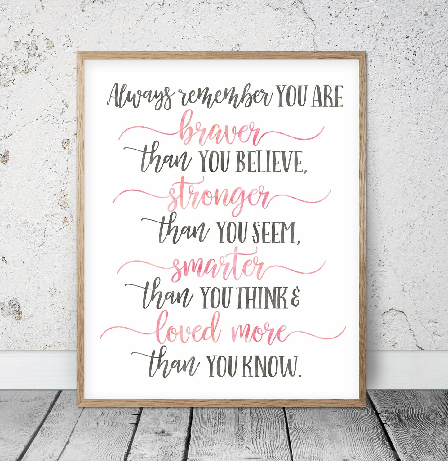 You Are Braver Than You Believe, Inspirational Quotes, Nursery Print Wall Art