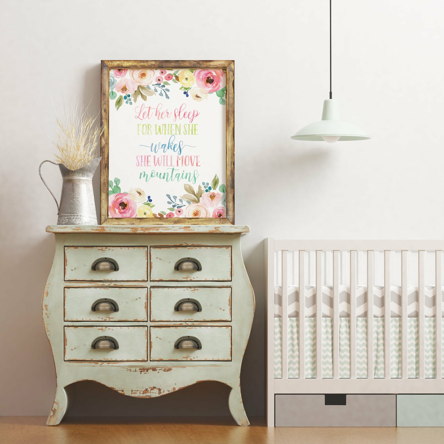 Let Her Sleep For When She Wakes She Will Move Mountains,Nursery Print Wall Art