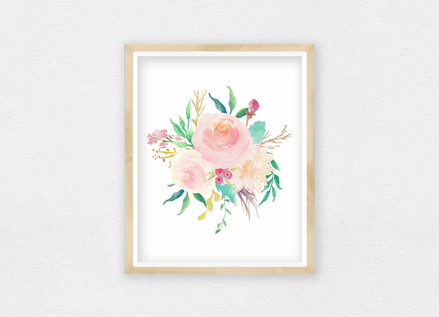 Pink Watercolor Flowers, Nursery Print Wall Art, Pink Peony Bouquet, Girls Room