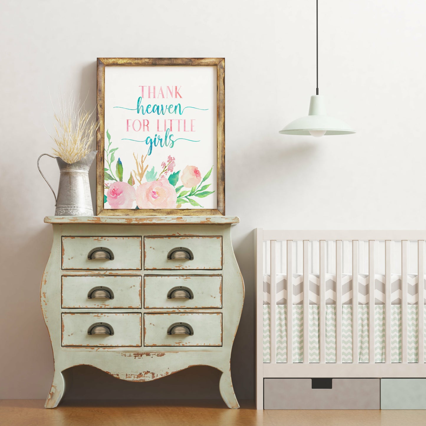Thank Heaven For Little Girls, Nursery Printable Wall Art, Pink Nursery Decor Girl