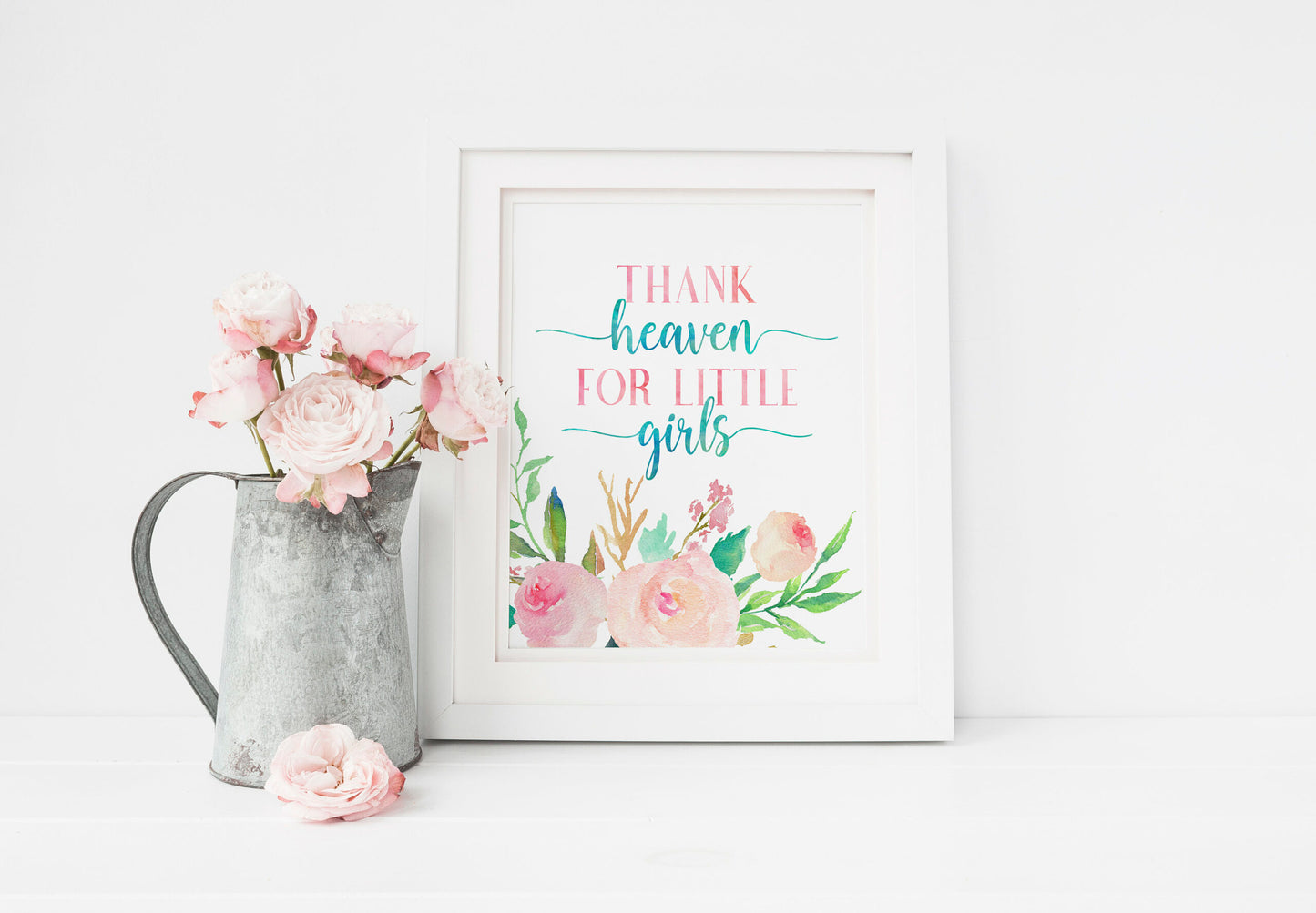 Thank Heaven For Little Girls, Nursery Printable Wall Art, Pink Nursery Decor Girl