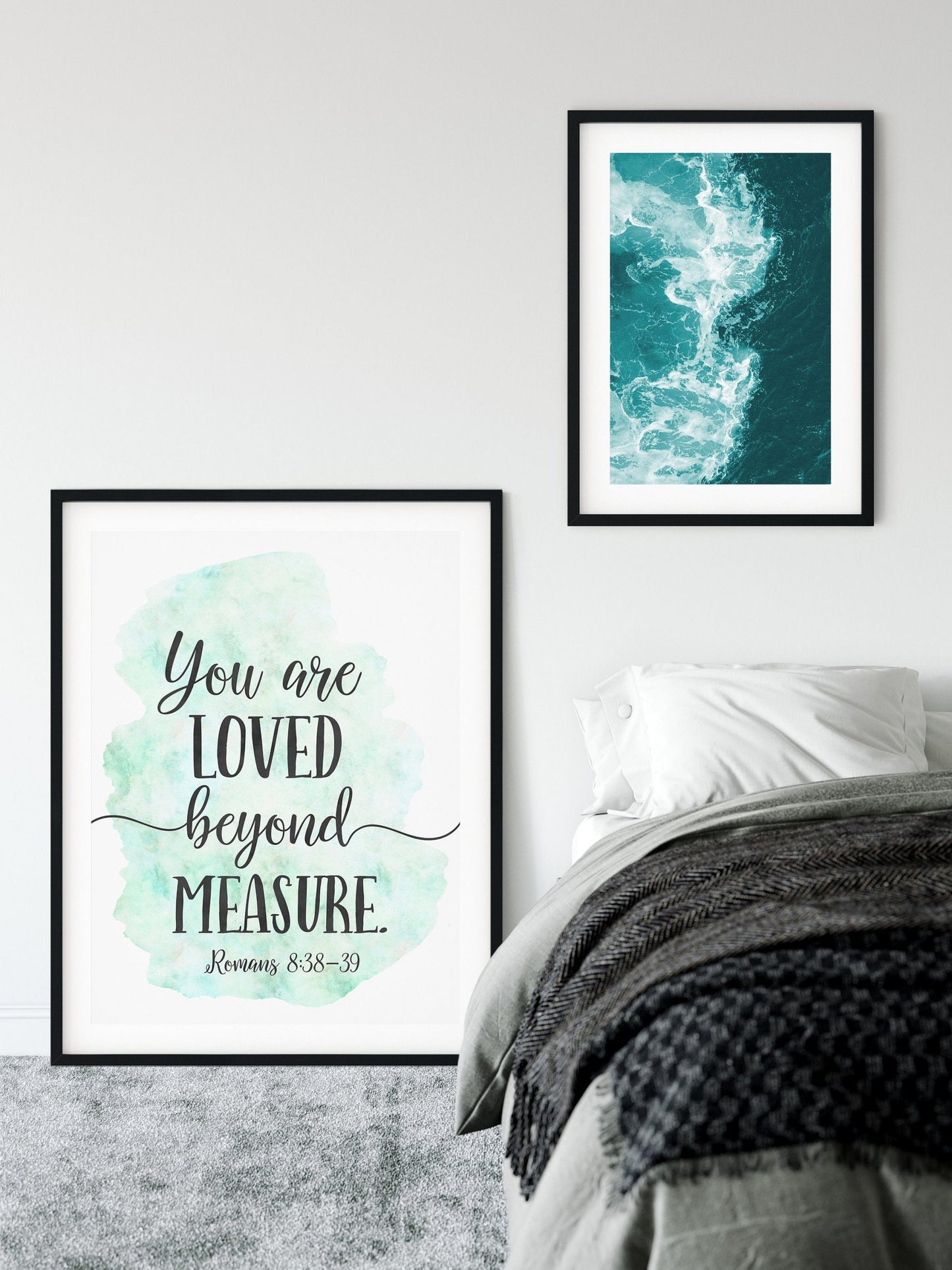 You Are Loved Beyond Measure, Romans 8:38-39, Printable Bible Verse Wall Art, Scripture Prints