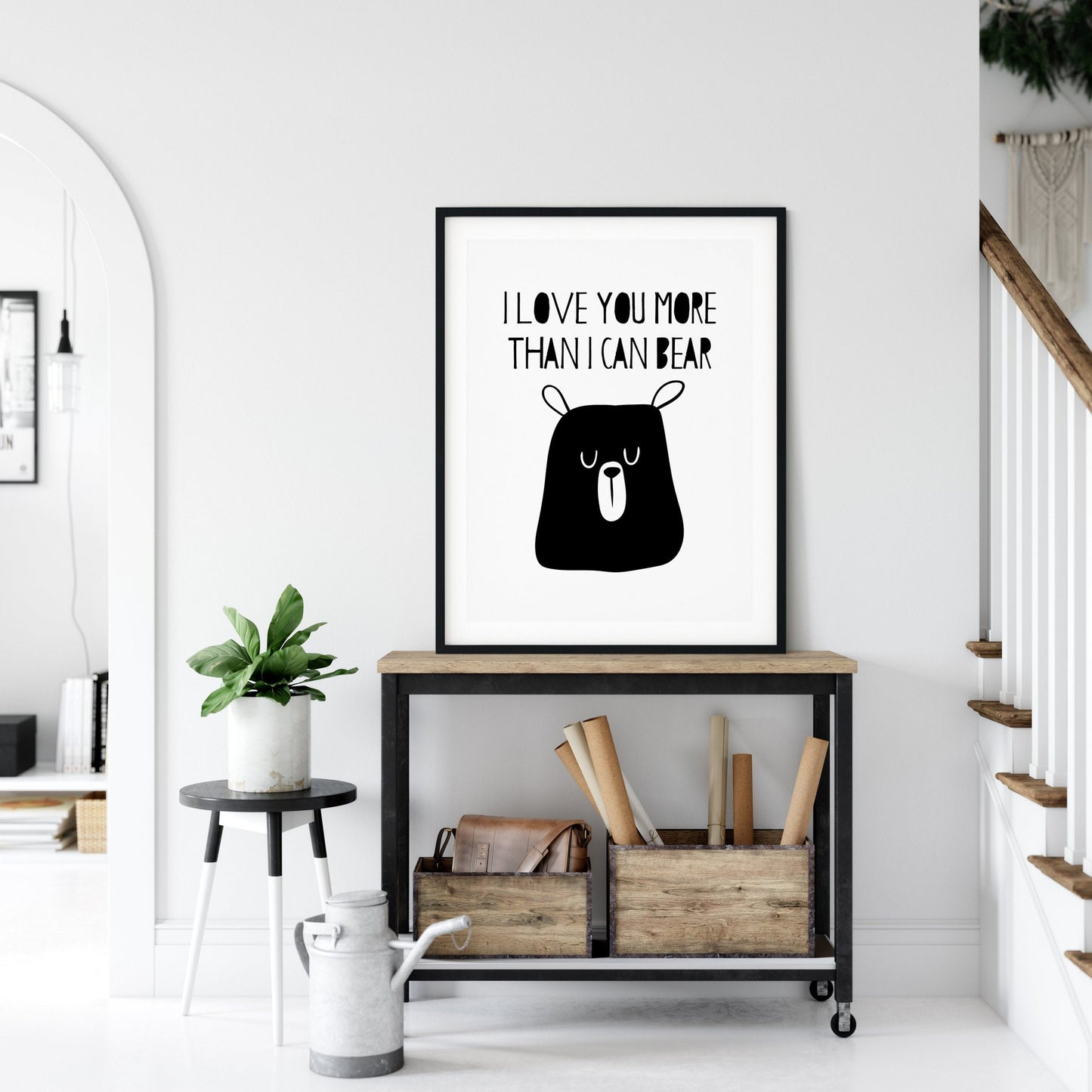 Printable Nursery Wall Art I Love You More Than I Can Bear, Baby Nursery Bear