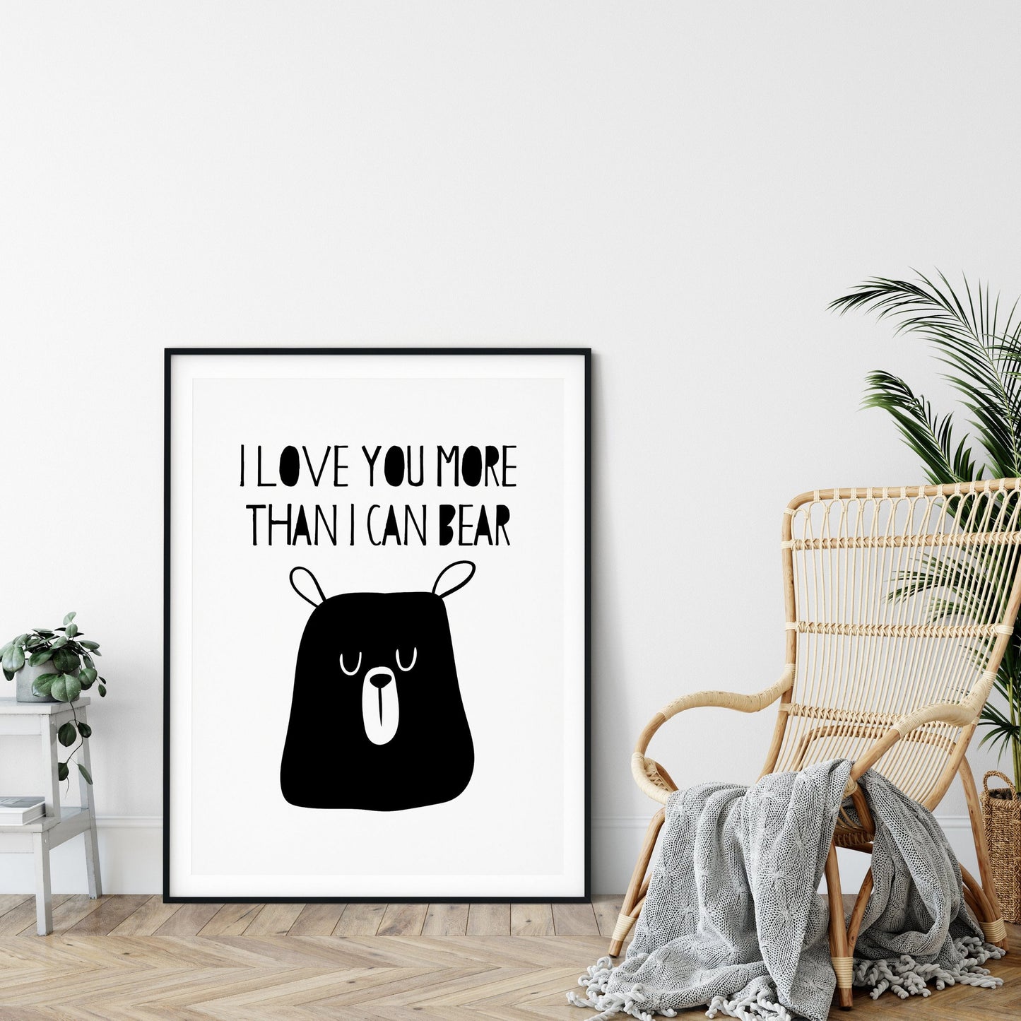 Printable Nursery Wall Art I Love You More Than I Can Bear, Baby Nursery Bear