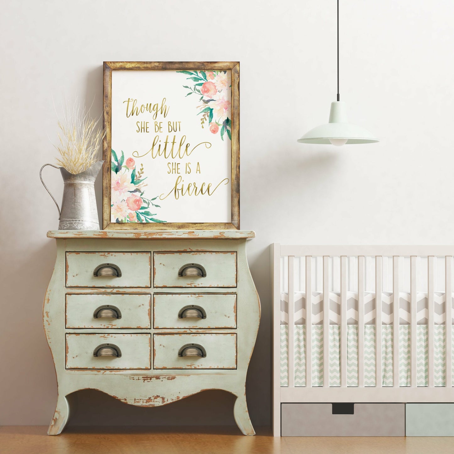 Though She Be But Little She Is Fierce, Printable Nursery Wall Art,Nursery Decor