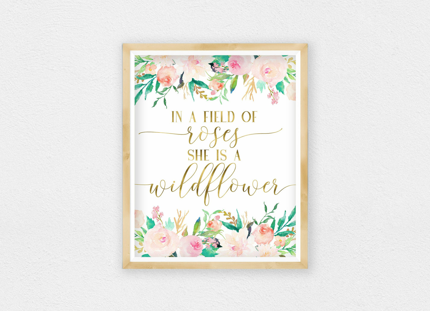 In A Field Of Roses She Is Wildflower, Printable Nursery Bedroom Wall Art Decor