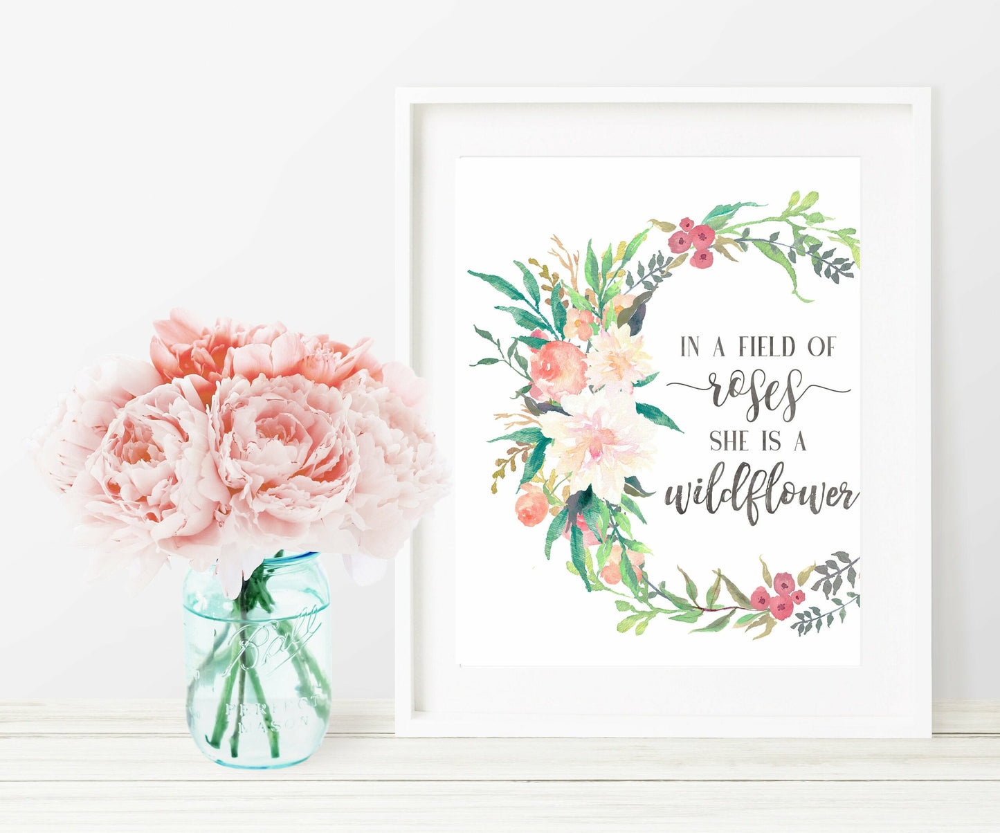 In A Field Of Roses She Is Wildflower, Printable Nursery Bedroom Wall Art Decor