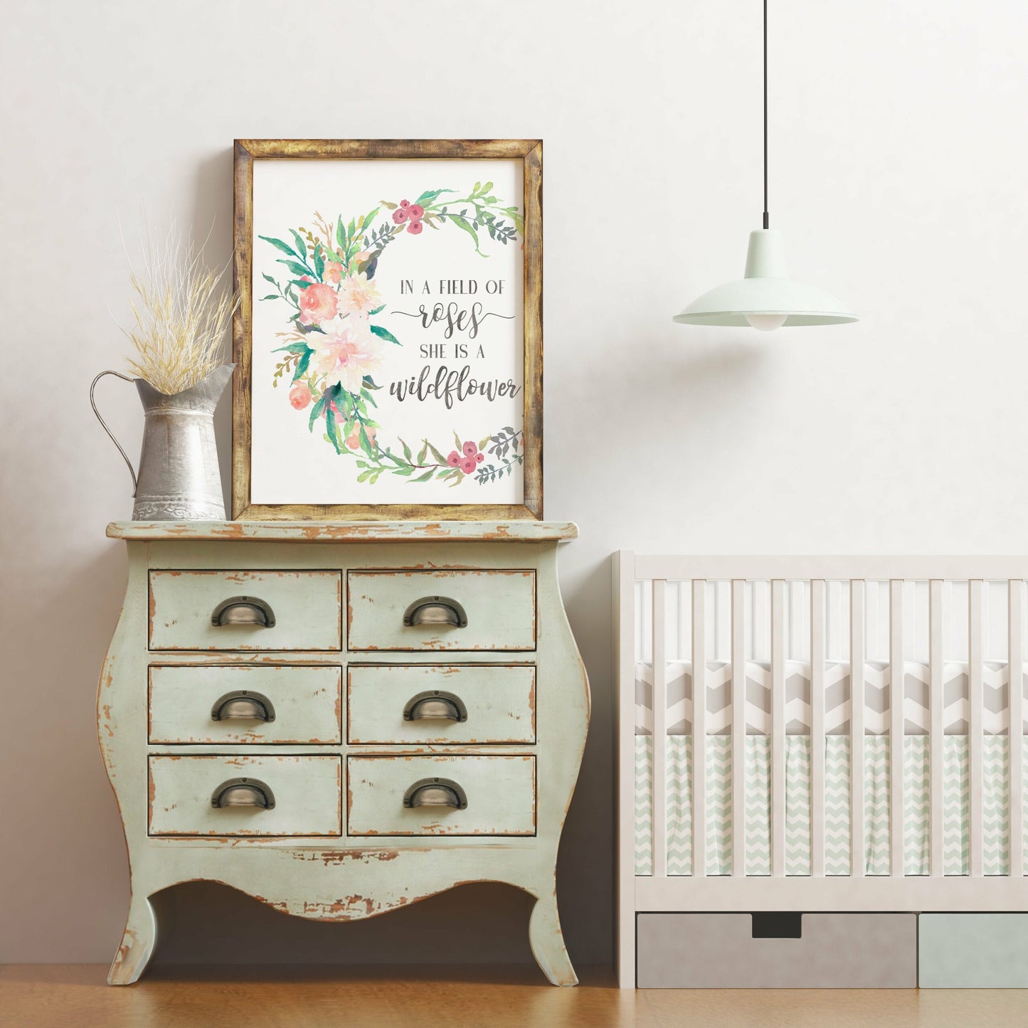 In A Field Of Roses She Is Wildflower, Printable Nursery Bedroom Wall Art Decor