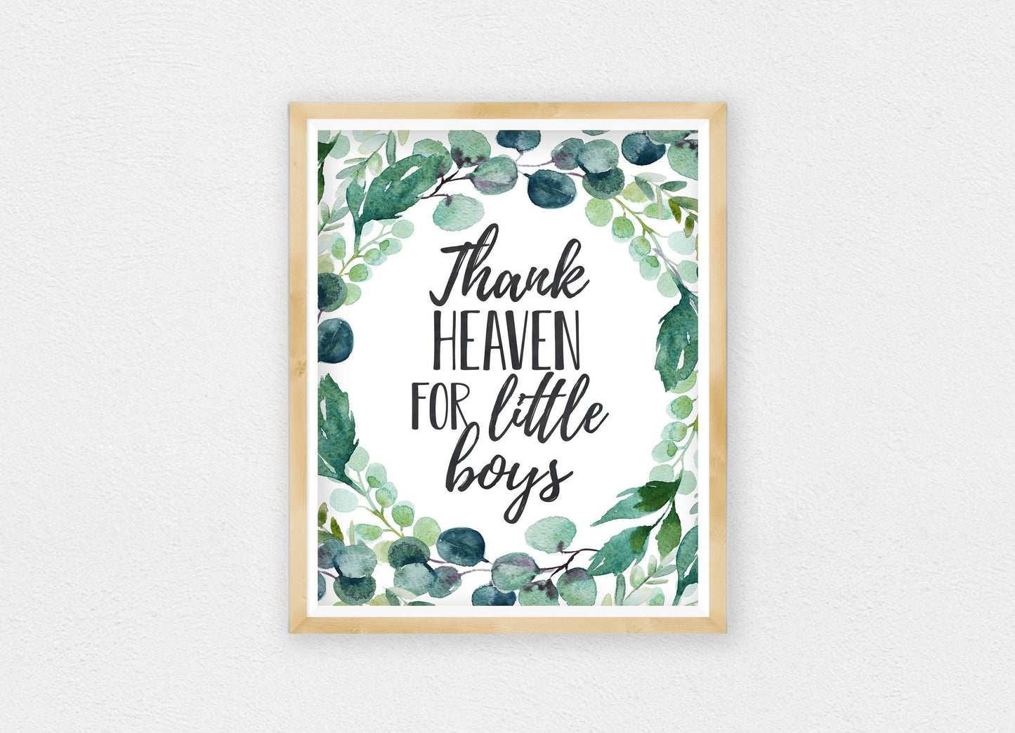 Thank Heaven For Little Boys, Boys Nursery Prints, Eucalyptus Nursery Decor