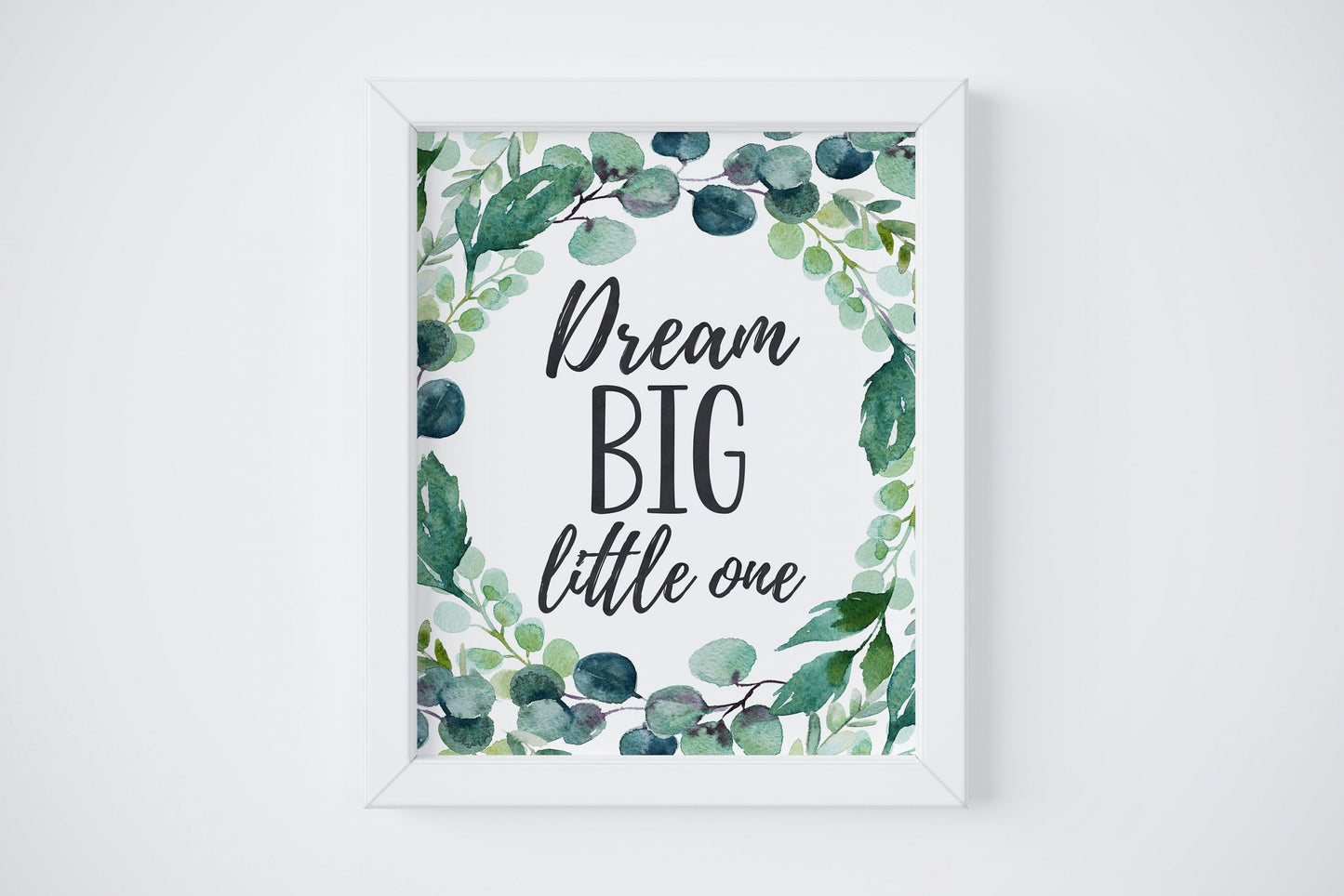 Dream Big Little One, Boys Nursery Prints, Eucalyptus Nursery Decor Wall Art