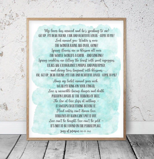 My Lover Has Arrived, Song Of Solomon, Bible Verse Printable, Nursery Decor Kids Wall Art Decor