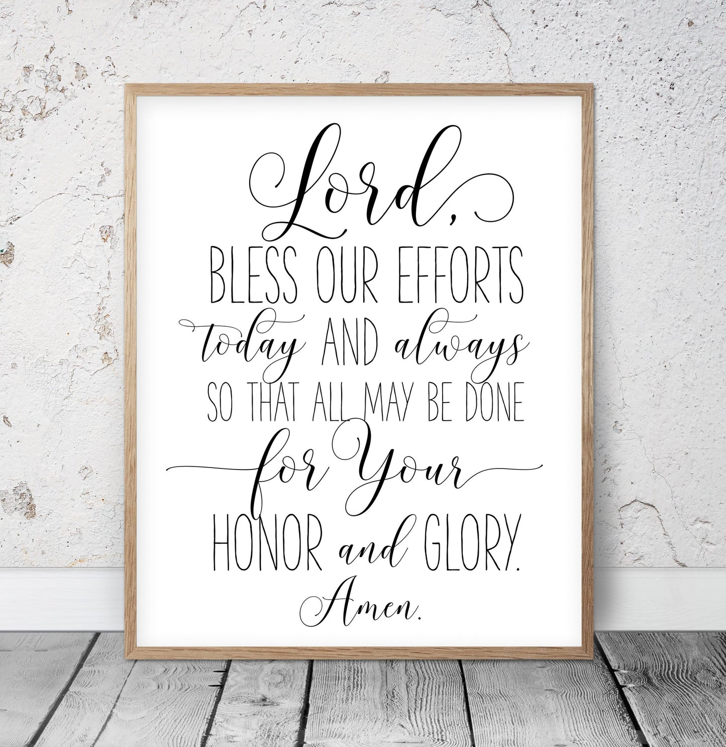 Lord Bless Our Efforts Today And Always, Bible Verse Printable Wall Art, Nursery Kids Room Decor