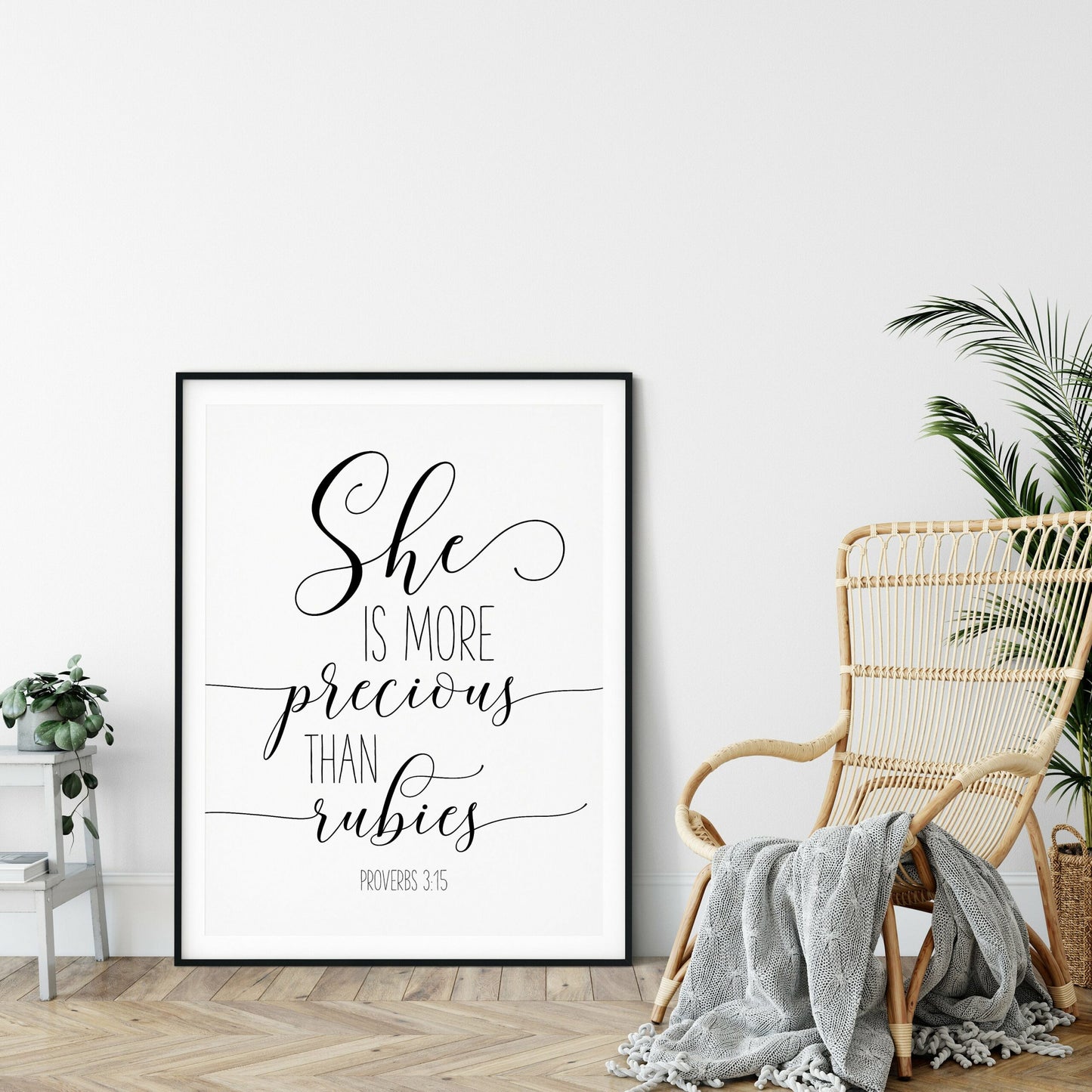 She Is More Precious Than Rubies, Proverbs 3:15, Bible Verse Printable Wall Art,Nursery Bible Quotes