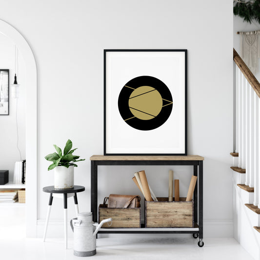 Gold Minimalist Circle Minimal Print,Geometric Printable, Room Wall Art Decor
