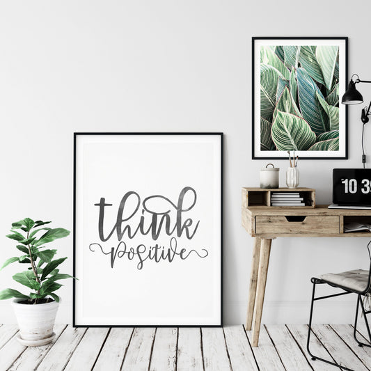 Think Positive, Minimalistic Art, Printable Poster, Room Wall Art Decor