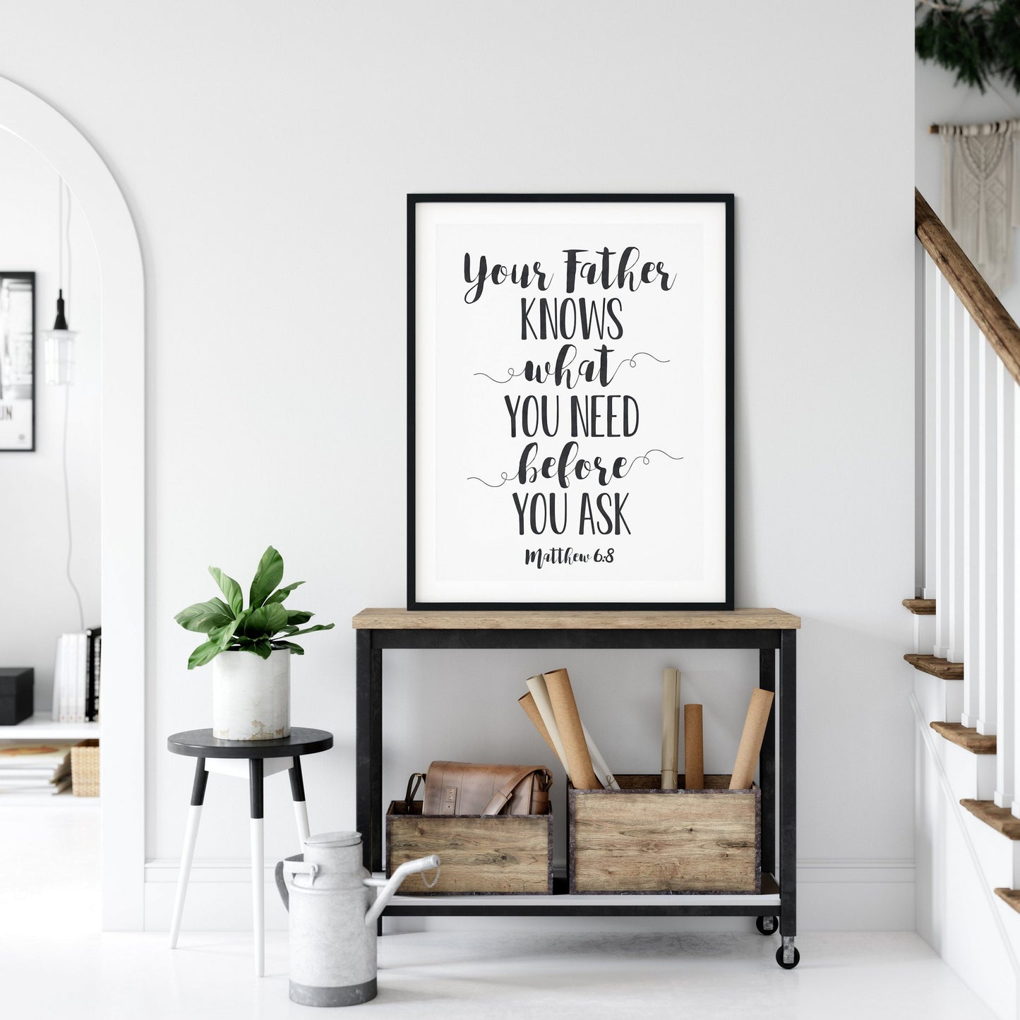 Your Father Knows What You Need, Matthew 6:8, Bible Verse Printable, Scripture Wall Art