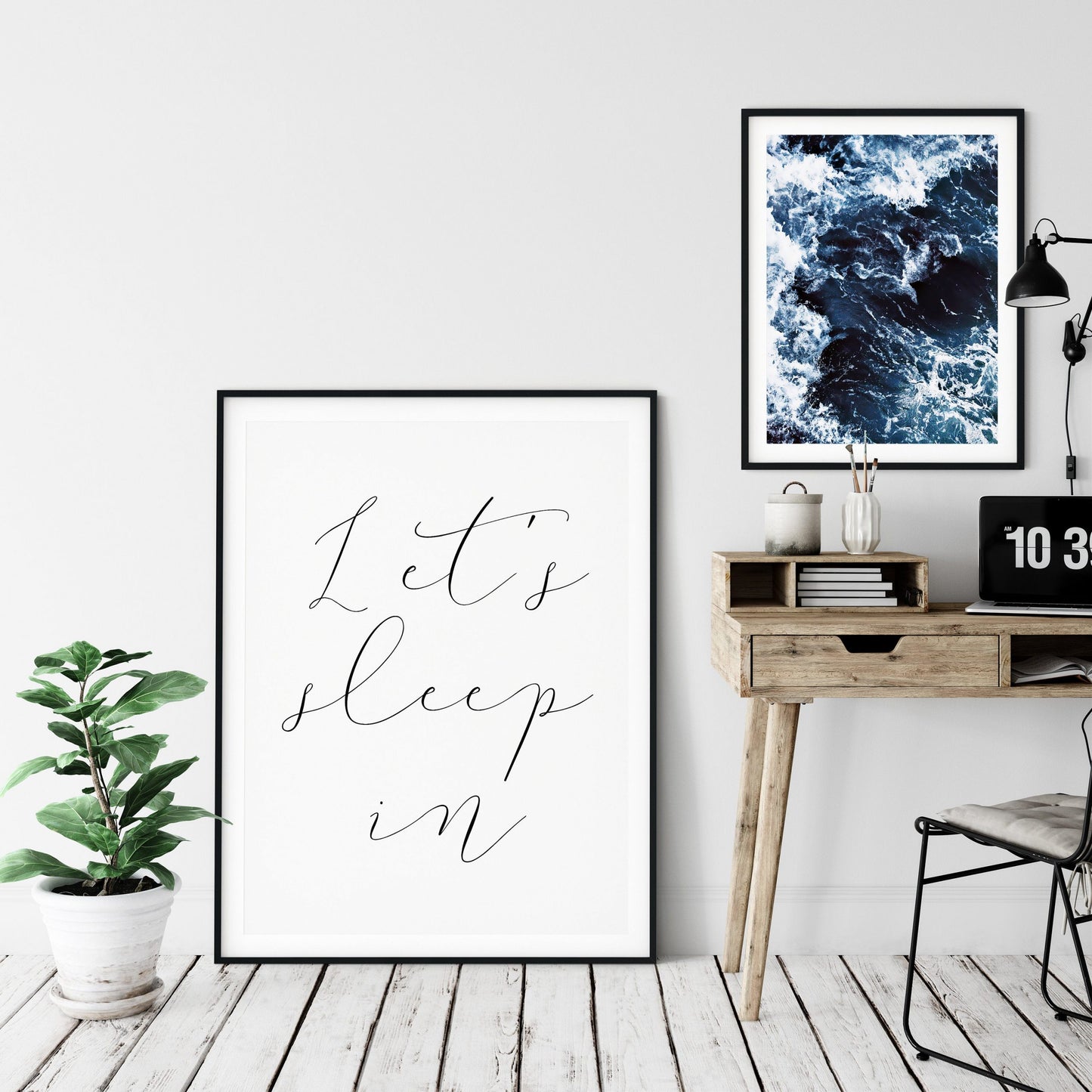 Let's Sleep In Print, Bedroom Print Wall Art, Above Bed Decor, Bedroom Quotes