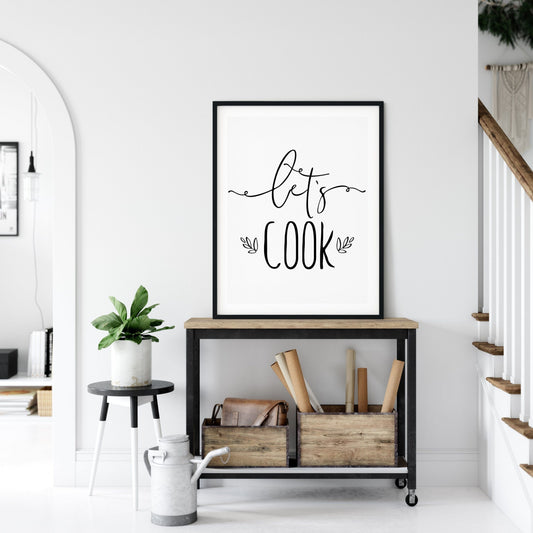 Let's Cook, Kitchen Quote, Kitchen Printable Wall Art, Kitchen Home Decor Print