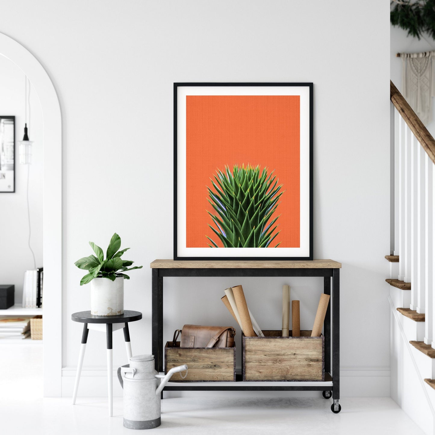 Desert Cactus Photo, Orange Art, Cacti Art Prints, Orange Print, Home Decor Print