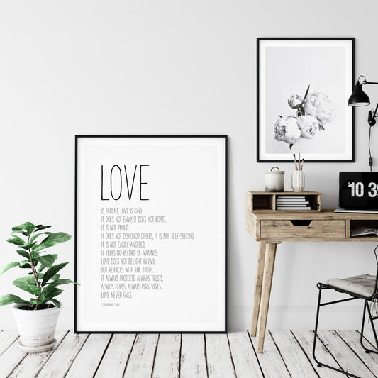 Love Is Patient, Love Is Kind, 1 Corinthians 13, Bible Verse Printable Wall Art,Nursery Bible Quotes