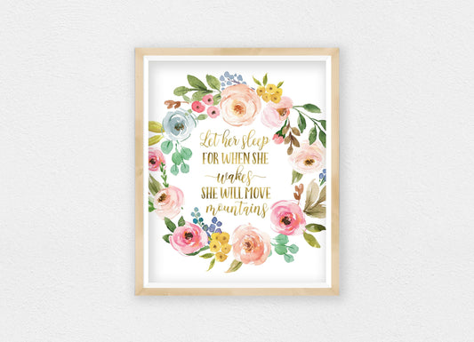 Let Her Sleep For When She Wakes, Nursery Printable Wall Art, Girl Bedroom Decor