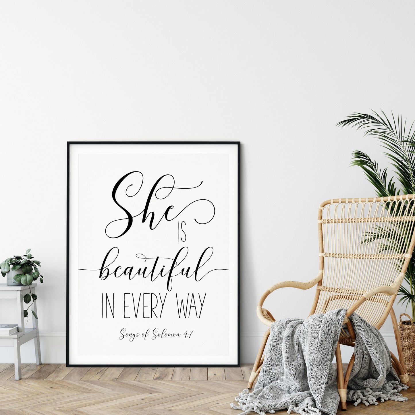 She Is Beautiful, Songs Of Solomon 4:7, Bible Verse Printable Wall Art,Nursery Bible Quotes