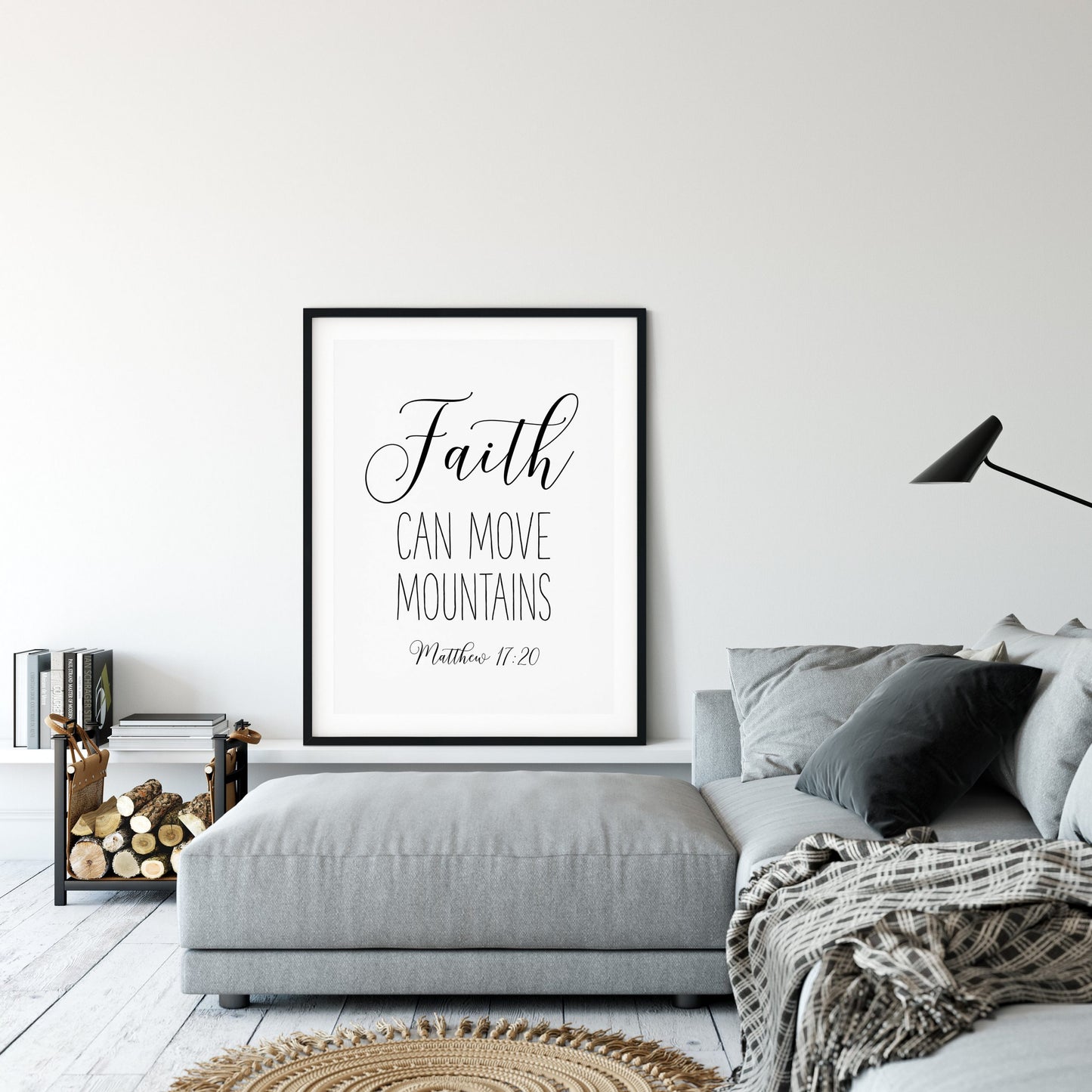 Faith Can Move Mountains, Matthew 17:20, Bible Verse Printable Wall Art, Nursery Bible Quotes