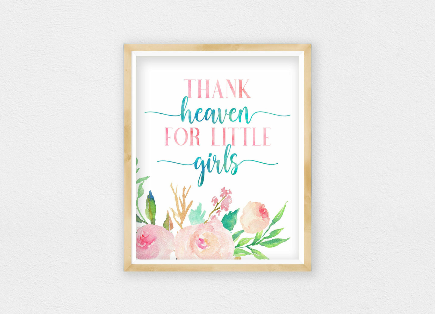 Thank Heaven For Little Girls, Nursery Printable Wall Art, Pink Nursery Decor Girl