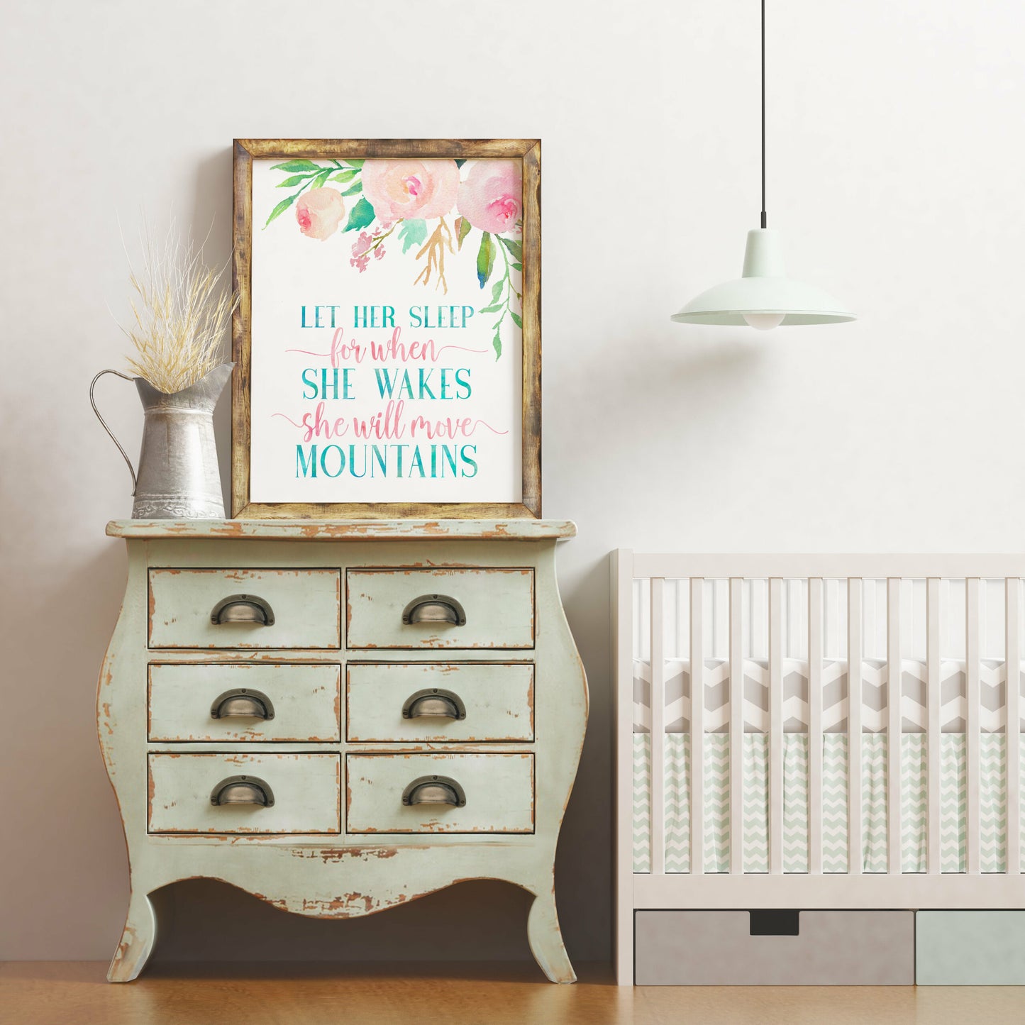 Let her Sleep For When She Wakes, Nursery Print Wall Art, Pink Nursery Decor Girl