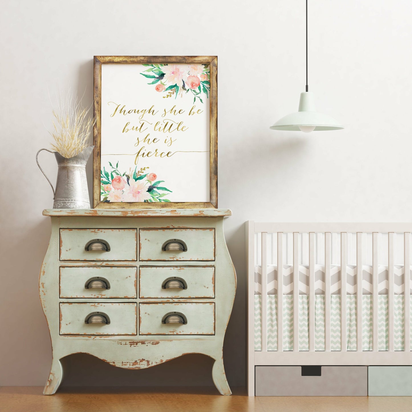 Though She Be But Little She Is Fierce,Print Nursery Wall Art,Nursery Decor Girl