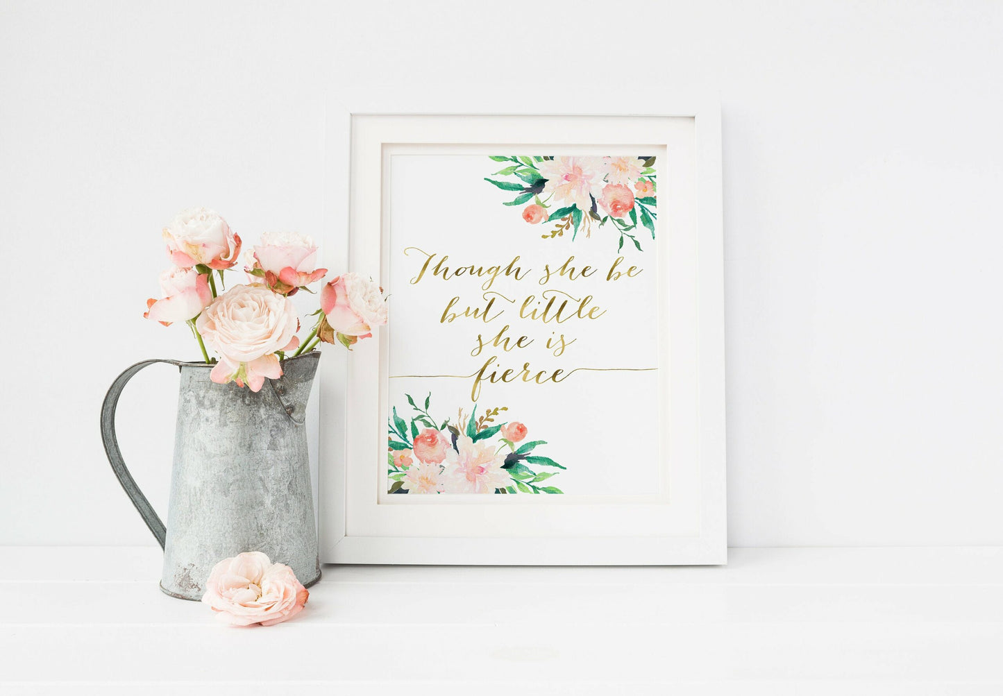 Though She Be But Little She Is Fierce,Print Nursery Wall Art,Nursery Decor Girl