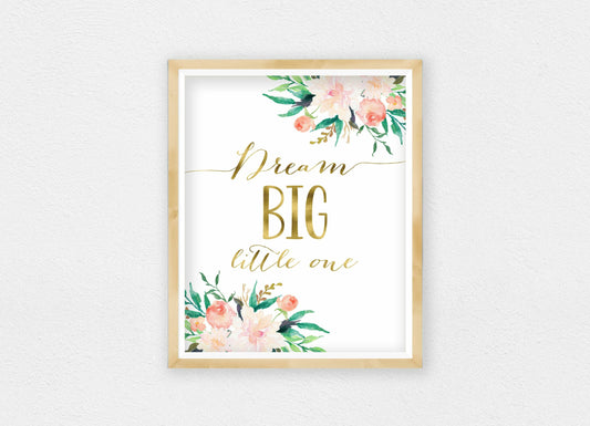 Dream Big Little One, Print Nursery Wall Art,Nursery Decor Girl, Baby Girl Bedroom