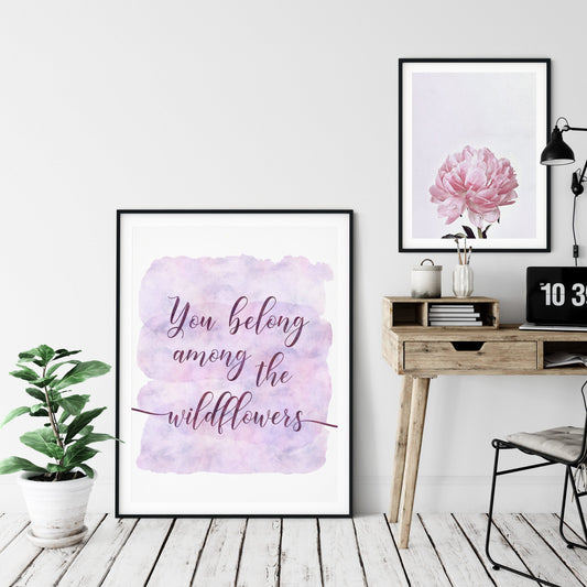 You Belong Among The Wildflowers,Girl Nursery Art, Girl Quotes Room Decor