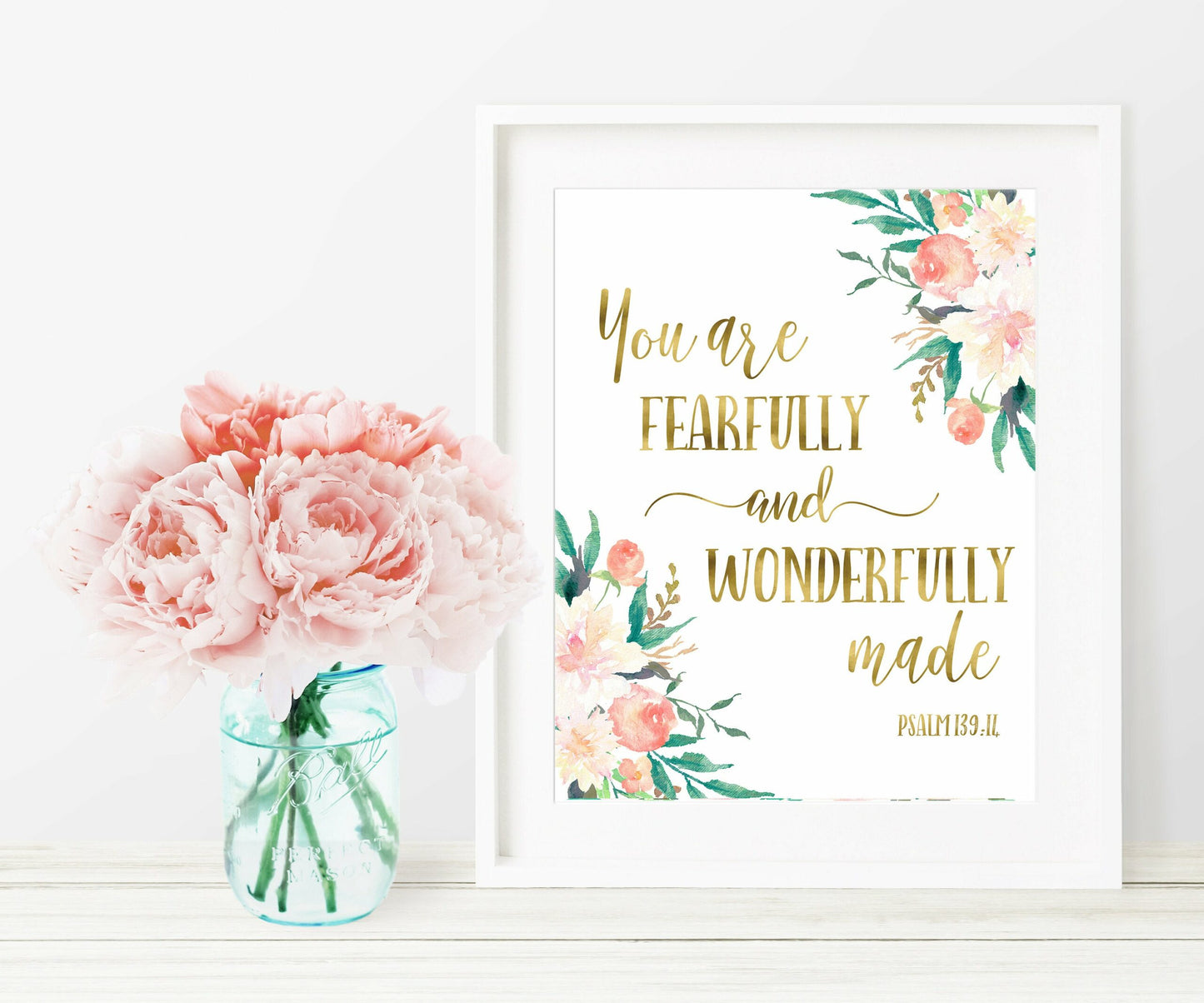 You Are Fearfully And Wonderfully Made, Psalm 139:14,Nursery Bible Verse Print