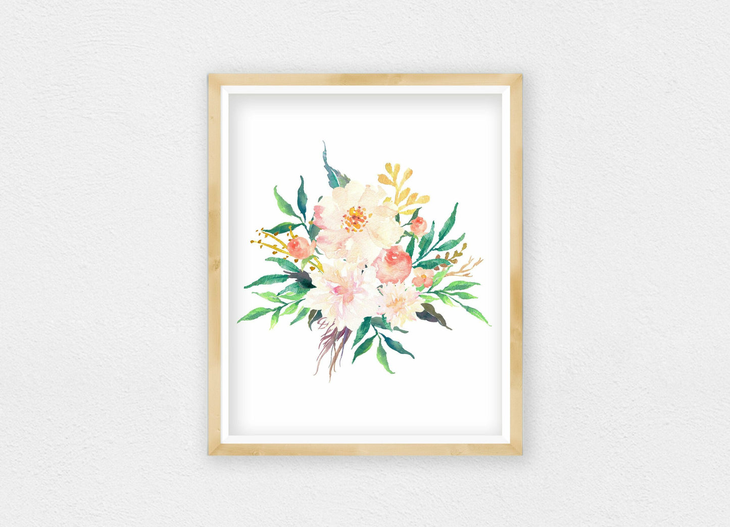 Pink Cream Floral Nursery Wall Decor, Peony Bouquet, Watercolor Floral Prints
