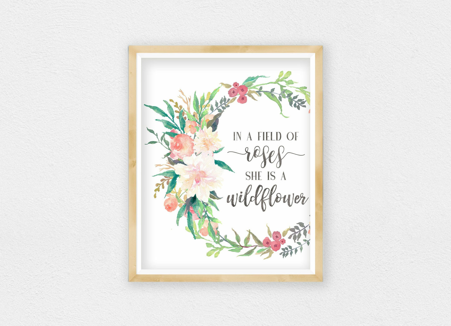 In A Field Of Roses She Is Wildflower, Printable Nursery Bedroom Wall Art Decor