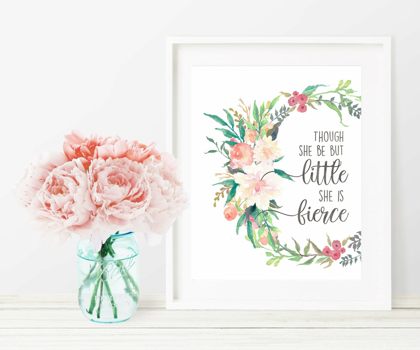 Though She Be But Little She Is Fierce, Printable Nursery Bedroom Art Decor