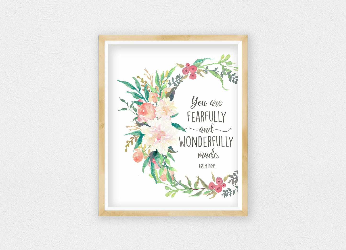 You Are Fearfully And Wonderfully Made, Psalm 139:14,Nursery Bible Verse Print