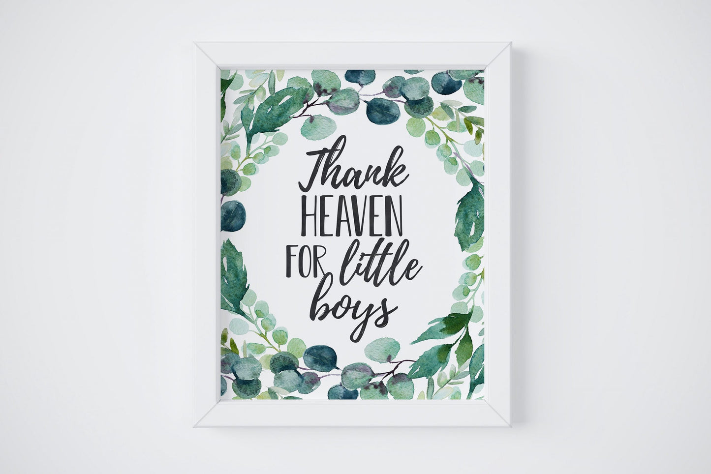 Thank Heaven For Little Boys, Boys Nursery Prints, Eucalyptus Nursery Decor