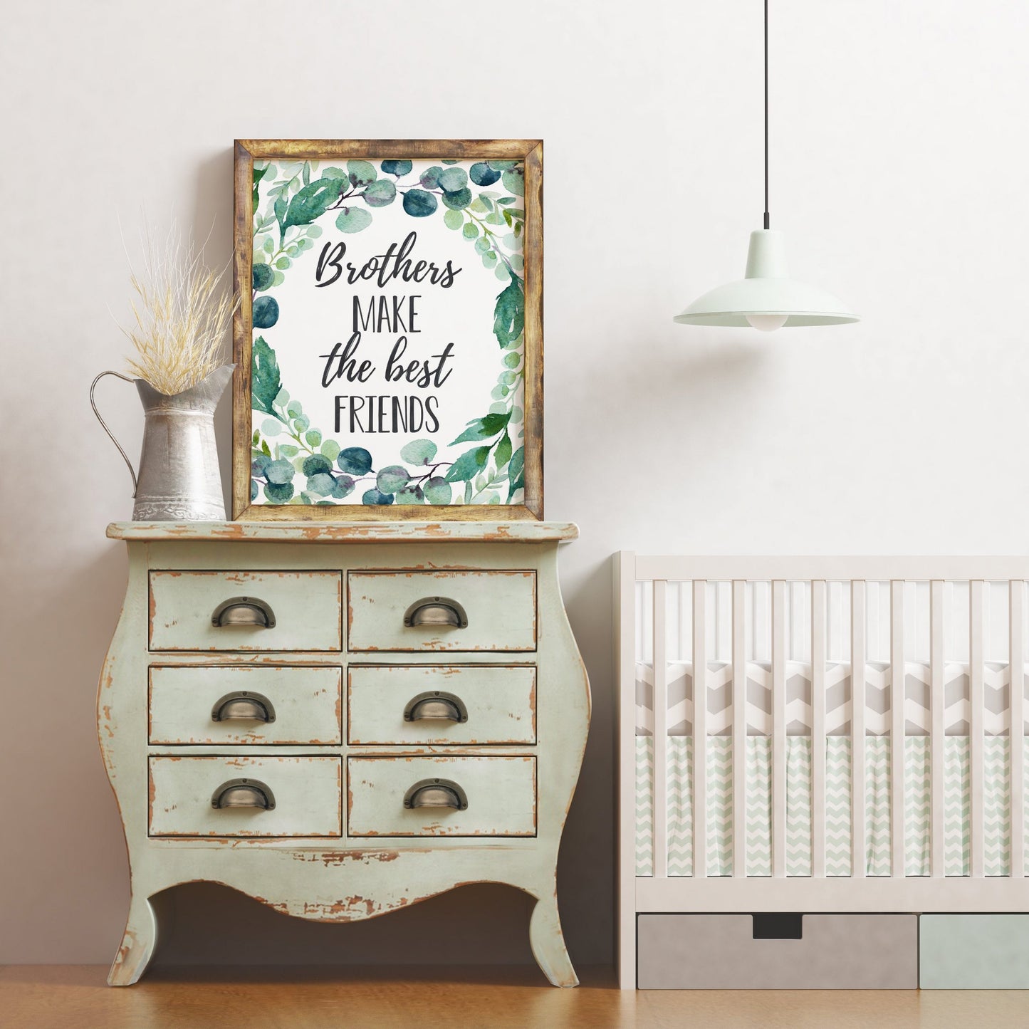 Brothers Make The Best Friends, Boys Nursery Prints, Eucalyptus Nursery Decor