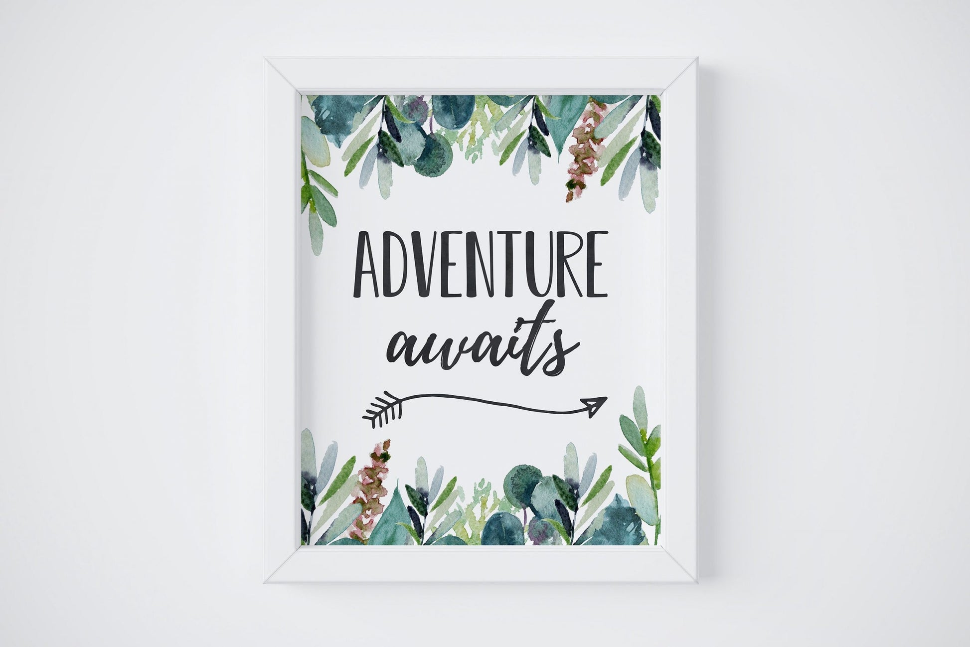 Adventure Awaits, Boys Nursery Prints, Eucalyptus Nursery Decor Wall Art