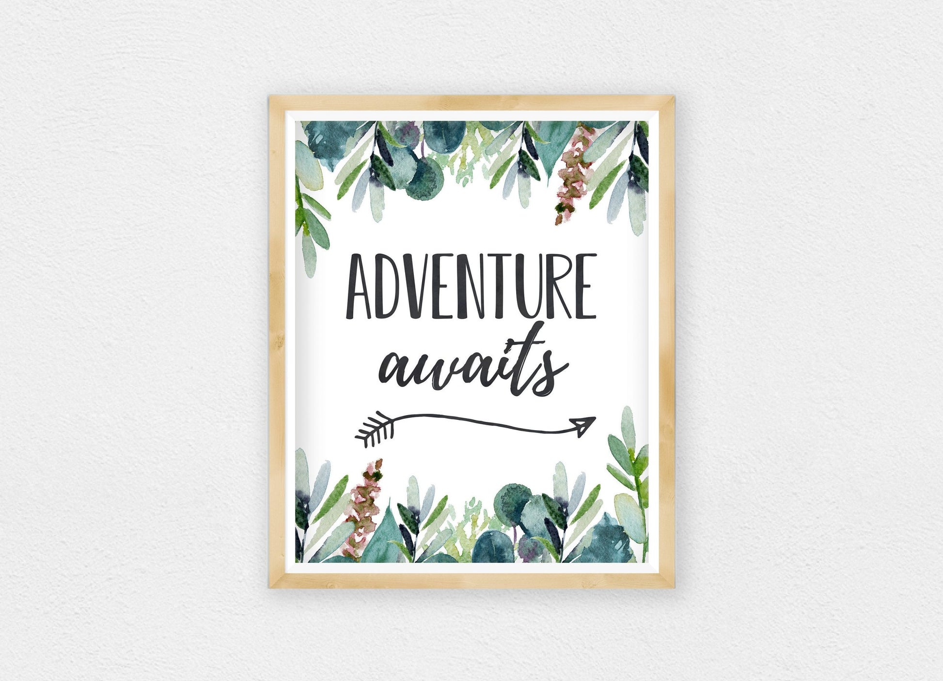 Adventure Awaits, Boys Nursery Prints, Eucalyptus Nursery Decor Wall Art