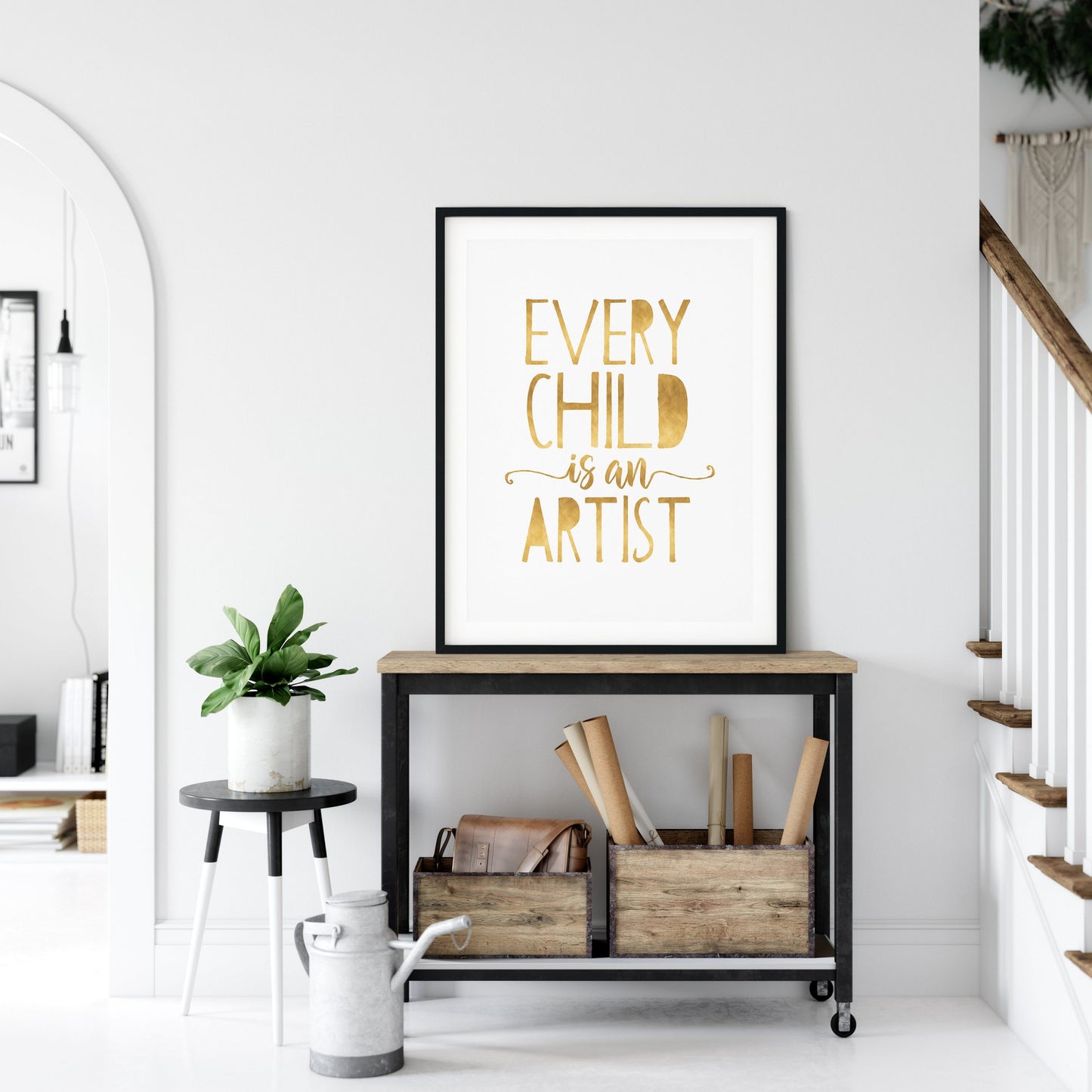 Every Child Is An Artist, Gold Nursery Decor , Kids Room Nursery Wall Art